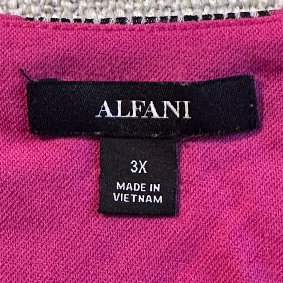 ALFANI 3/4 Sleeve Pink Black Semi-sheer Lined Tunic Blouse Floral Chiffon Top 3X - Picture 7 of 12